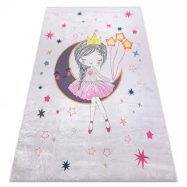    Kab. BAMBINO 48060 perivi tepih Princeza, zvijezde za djecu protuklizni - roza 200x290 cm