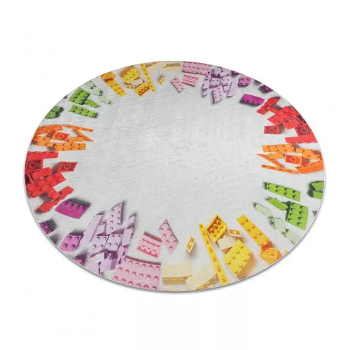  Kab. BAMBINO 38480 okrugli perivi tepih Gradbeni set za djecu protuklizni - sivi / žuti krug 120 cm
