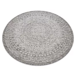    Tkani tepih od sisala LOFT 21207 Rosette Circle boho slonovača/srebro/taupe krug 160 cm