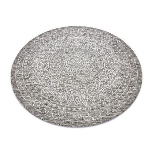  Tkani tepih od sisala LOFT 21207 Rosette Circle boho slonovača/srebro/taupe krug 160 cm