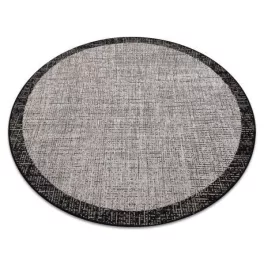    Tkani sisal floorlux tepih Circle 20401 srebrni / crni krug 160 cm