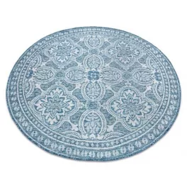    Pleteni tepih od sisala LOFT 21193 Krug boho slonovača/srebrni/plavi krug 160 cm