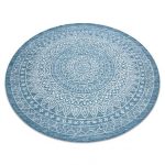  Pleteni tepih od sisala LOFT 21207 Rosette Circle boho slonovača/srebrni/plavi kotač 160 cm