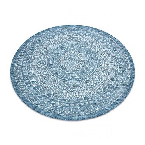  Pleteni tepih od sisala LOFT 21207 Rosette Circle boho slonovača/srebrni/plavi kotač 160 cm