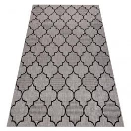   Fonott sizal floorlux tepih 20607 marokkói rácsos siva / crne 80x150 cm
