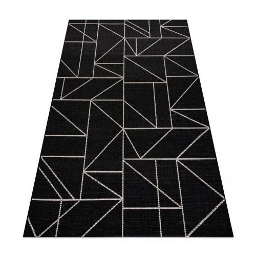 Fonott sizal floorlux tepih 20605 crne / siva HÁROMSZÖGEK, GEOMETRIAI  80x150 cm