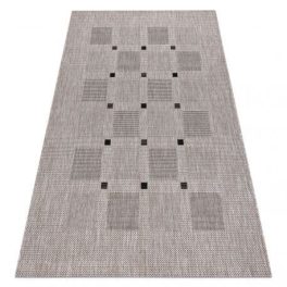    Tkani sisal floorlux tepih 20079 Kvadratni srebrni / crni 240x330 cm