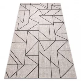   Tkani sisal floorlux tepih 20605 srebrni / crni / bež TROKUTOVI, GEOMETRIJSKI 240x330 cm