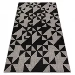 Fonott sizal floorlux tepih 20489 siva / crne HÁROMSZÖGEK 160x230 cm
