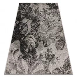   Fonott sizal floorlux tepih 20491 virágok siva / crne 200x290 cm