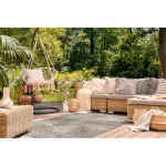 Fonott sizal floorlux tepih 20504 listovi pezsgő / tamno siva dzsungel 60x110 cm