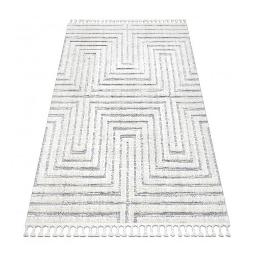  Tepih SEVILLA Z788A labirint, Grčka bijela / siva Fringe Berber shaggy 240x330 cm