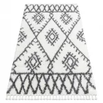 tepih BERBER UNION 3481 Cikcakk krem / siva Rojt shaggy 140x190 cm