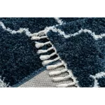 tepih BERBER UNION 3488 Lóhere Marokkói Trellis plava / krem Rojt shaggy 140x190 cm