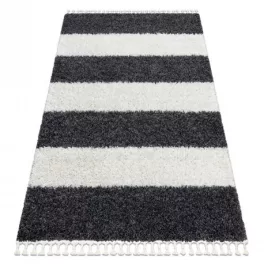   tepih BERBER UNION 4079 Csík siva / krem Rojt shaggy 140x190 cm