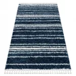 tepih BERBER UNION 4080 Csík plava / krem Rojt shaggy 160x220 cm