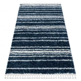   tepih BERBER UNION 4080 Csík plava / krem Rojt shaggy 160x220 cm