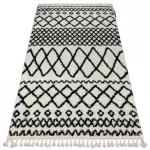 tepih BERBER SAFI N9040 bijela / crne Rojt shaggy 80x150 cm