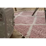  Kab. Tepih BERBER TROIK A0010 okrugli roza / bijeli resasti okrugli 160 cm