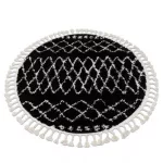 Tepih BERBER ETHNIC G3802 krug crno / bijeli Fringe shaggy krug 160 cm