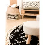 Tepih BERBER ETHNIC G3802 krug crno / bijeli Fringe shaggy krug 160 cm