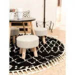 Tepih BERBER ETHNIC G3802 krug crno / bijeli Fringe shaggy krug 160 cm