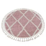  Kab. Tepih BERBER TROIK A0010 okrugli roza / bijeli resasti okrugli 120 cm