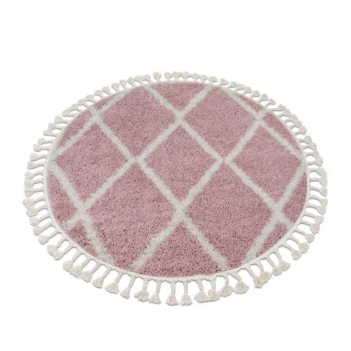 Kab. Tepih BERBER TROIK A0010 okrugli roza / bijeli resasti okrugli 120 cm