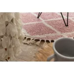  Kab. Tepih BERBER TROIK A0010 okrugli roza / bijeli resasti okrugli 120 cm