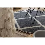  Tepih BERBER CROSS B5950 krug siva / bijela rese čupavi krug 120 cm