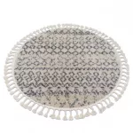  Tepih BERBER AGADIR G0522 krug krem / siva rese čupavi krug 120 cm