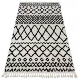 tepih BERBER SAFI N9040 bijela / crne Rojt shaggy 140x190 cm