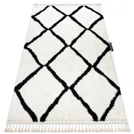 tepih BERBER CROSS bijela Rojt shaggy 80x150 cm