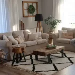 tepih BERBER CROSS bijela Rojt shaggy 80x150 cm