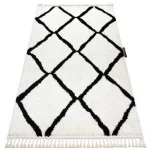tepih BERBER CROSS bijela Rojt shaggy 140x190 cm