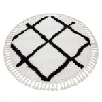  Tepih BERBER CROSS bijeli Fringe shaggy krug 160 cm