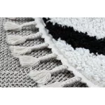  Tepih BERBER CROSS bijeli Fringe shaggy krug 160 cm