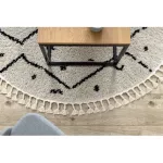  Tepih TETUAN B751 krug cik-cak krem Obrubljen čupavi krug 120 cm