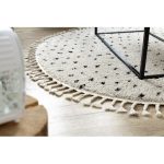  Tepih BERBER SYLA B752 krug točkice krem s resama čupavi krug 120 cm