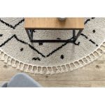  Tepih TETUAN B751 krug cik-cak krem Obrubljen čupavi krug 160 cm