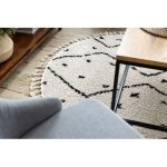  Tepih TETUAN B751 krug cik-cak krem Obrubljen čupavi krug 160 cm