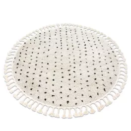    Tepih BERBER SYLA B752 krug točkice krem rese čupavi krug 160 cm