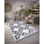 tepih MAROC P662 gyémánt crne / bijela Rojt Berber shaggy 120x170 cm