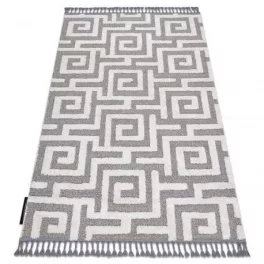   tepih MAROC P655 labirintus, görög siva / bijela Rojt Berber shaggy 160x220 cm