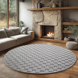 Ay. Helix modern okrugli tepih 160 x 160 cm 2203 srebrni