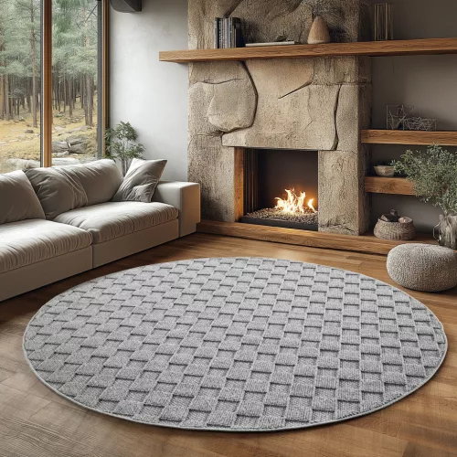 Ay. Helix modern okrugli tepih 200 x 200 cm 2203 srebrni