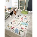 BAMBINO 1165 mosható tepih Állatkert gyerekeknek csúszásgátló - bézs 80x150 cm