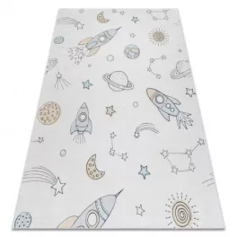   BAMBINO 1278 mosható tepih tér űrrakéta gyerekeknek csúszásgátló - krém 80x150 cm