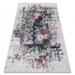 ANDRE 1816D mosható tepih virágok vintage csúszásgátló - bijela / crvena 160x220 cm