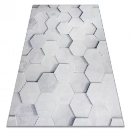   ANDRE 1180 mosható tepih Méhsejt, hatszögletű 3D csúszásgátló - siva 120x170 cm